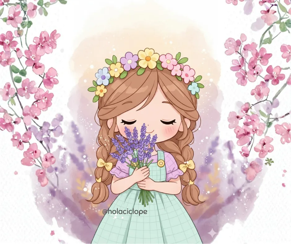 escena crochet primavera ventana flores lavanda aurelia bloom