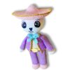 patron-amigurumi-catrin-mariachi-pdf-23 Calavera charra tejida a mano con detalles metálicos en su sombrero rosa