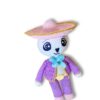 patron-amigurumi-catrin-mariachi-pdf-27 Muñeco catrín charro de espaldas mostrando el ala del sombrero rosa tejido