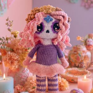 Patrón amigurumi de Rosa la Catrina en PDF, portada oficial del diseño a crochet.